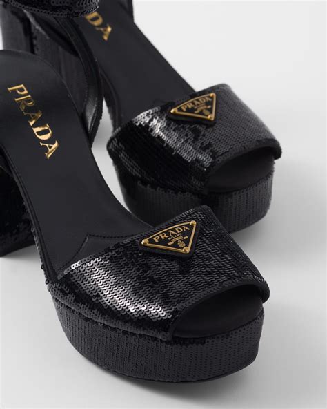 black prada platform sandals|Prada studded pony skin sandals.